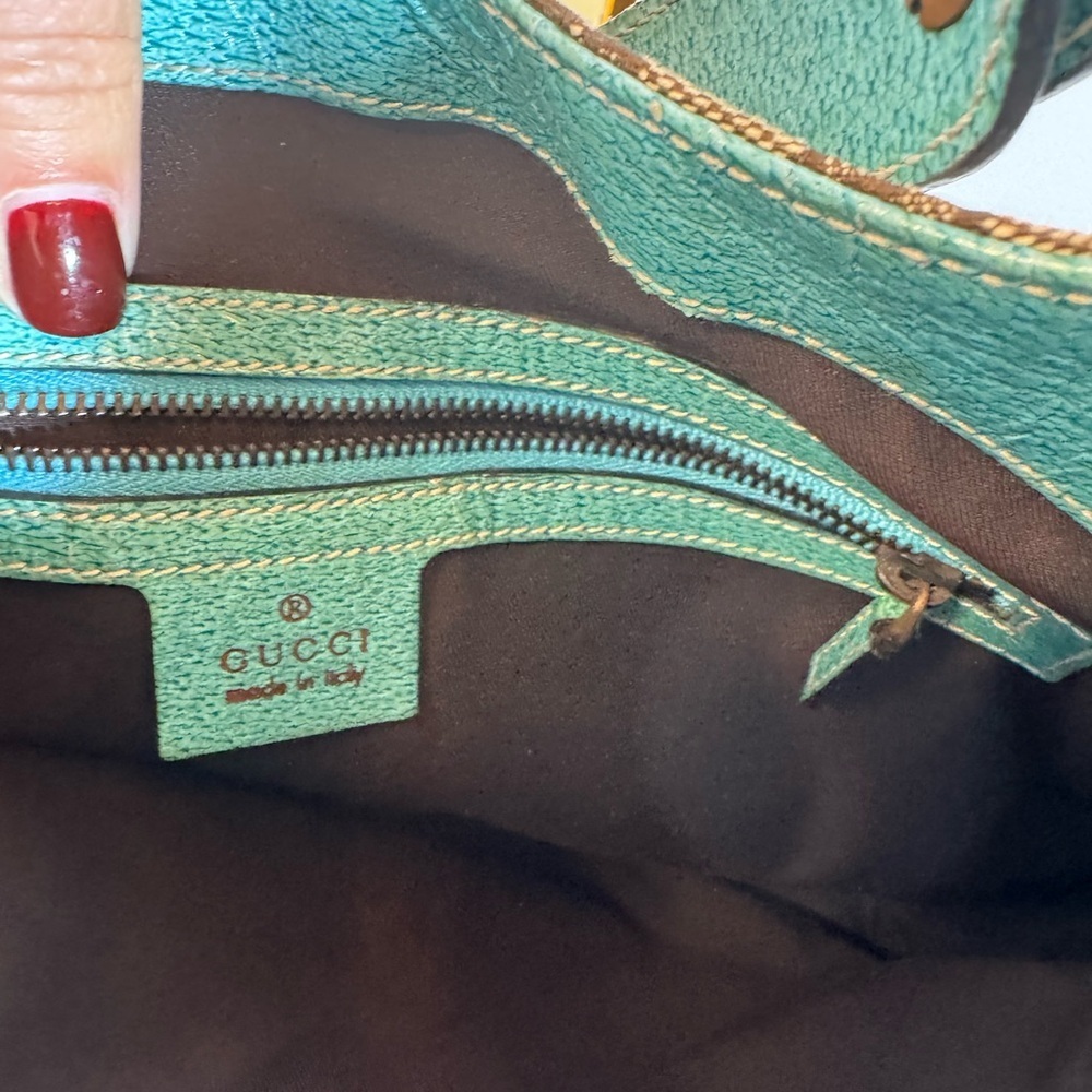 AUTHENTIC Gucci Tan and Teal Jackie Shoulder Bag - Picture 6 of 12